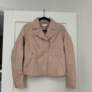 NEW Uniqlo Pink Faux Leather Moto Biker Jacket Sz S